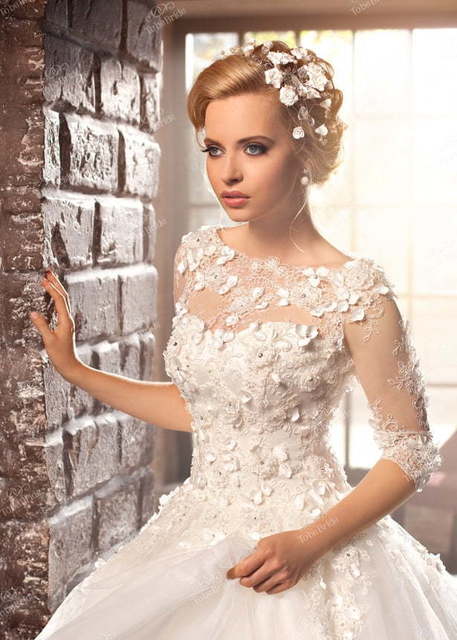 Свадебное платье AZ003. Силуэт Пышное. Цвет Белый / Молочный. Вид 4