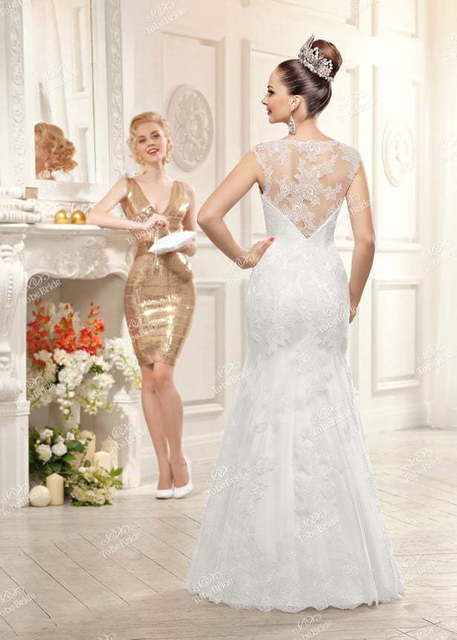 Свадебное платье PB030. Силуэт Рыбка. Цвет Белый / Молочный. Вид 2