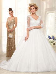 Свадебное платье EV018. Силуэт Пышное. Цвет Белый / Молочный. Вид 1