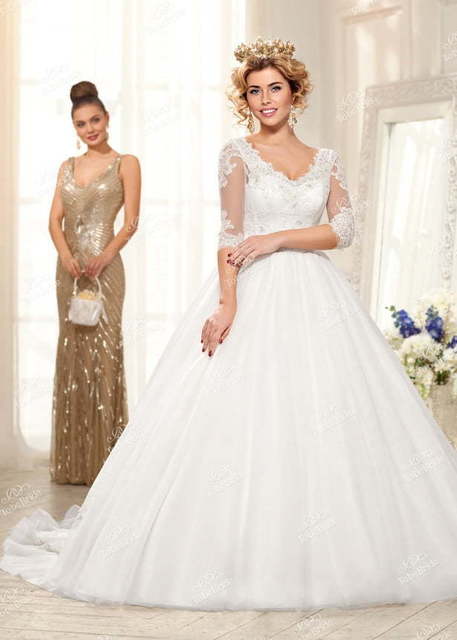 Свадебное платье EV018. Силуэт Пышное. Цвет Белый / Молочный. Вид 1