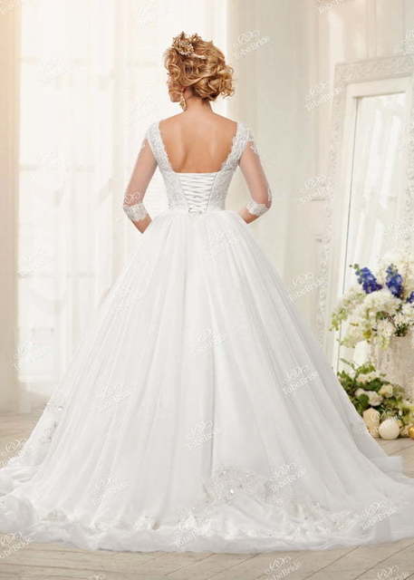 Свадебное платье EV018. Силуэт Пышное. Цвет Белый / Молочный. Вид 2