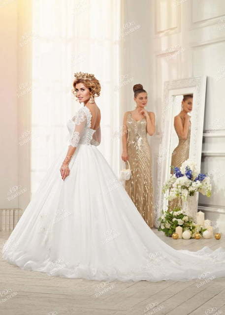 Свадебное платье EV018. Силуэт Пышное. Цвет Белый / Молочный. Вид 4