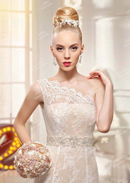 Свадебное платье SL0157. Силуэт Рыбка. Цвет Айвори / Капучино. Вид 3