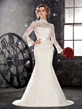 Свадебное платье SL0111. Силуэт Рыбка. Цвет Белый / Молочный. Вид 1