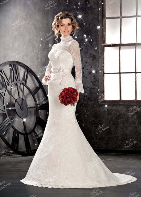 Свадебное платье SL0111. Силуэт Рыбка. Цвет Белый / Молочный. Вид 3