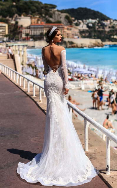 Свадебное платье Valencia. Силуэт Рыбка. Цвет Айвори / Капучино, Белый / Молочный. Вид 2