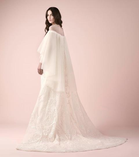 Свадебное платье 3251. Силуэт Рыбка. Цвет Айвори / Капучино. Вид 2