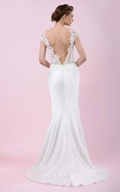 Свадебное платье 4473. Силуэт Прямое. Цвет Белый / Молочный. Вид 2