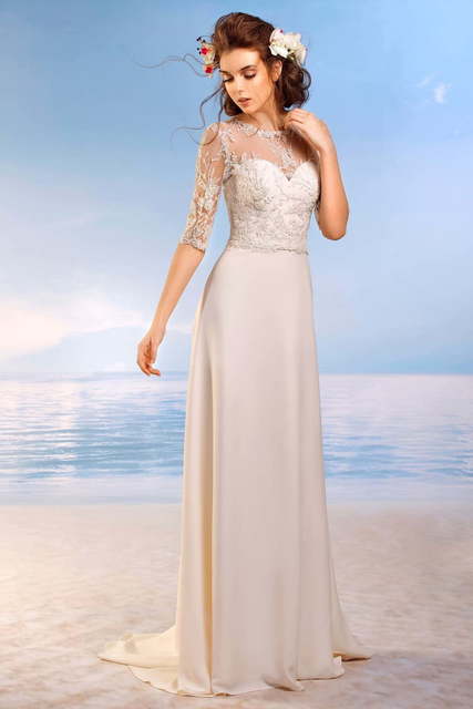 Свадебное платье Астрея. Силуэт Прямое. Цвет Айвори / Капучино. Вид 3