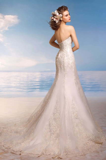 Свадебное платье Эйланд. Силуэт Рыбка. Цвет Айвори / Капучино, Белый / Молочный. Вид 2