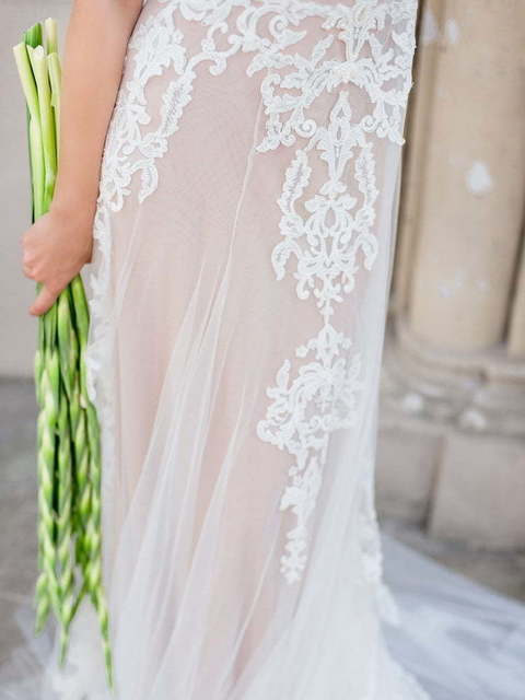 Свадебное платье Ирис. Силуэт Прямое. Цвет Айвори / Капучино, Белый / Молочный, оттенки Розового. Вид 4