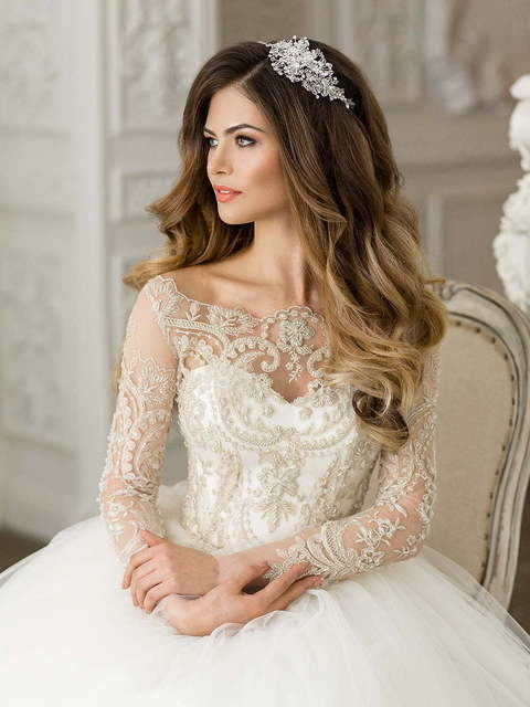 Свадебное платье Kapella. Силуэт Пышное. Цвет Айвори / Капучино, Белый / Молочный. Вид 3