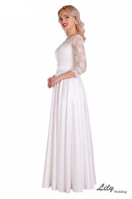 Свадебное платье 5133. Силуэт Прямое. Цвет Белый / Молочный. Вид 3