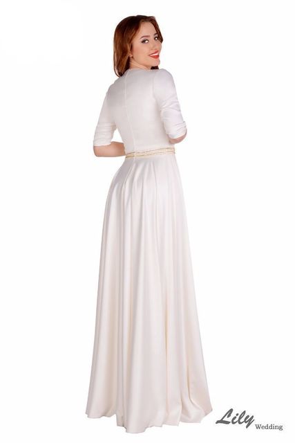 Свадебное платье 5134. Силуэт Прямое. Цвет Айвори / Капучино, Белый / Молочный. Вид 2