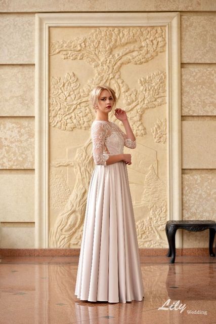 Свадебное платье 5138. Силуэт Прямое. Цвет Айвори / Капучино, Белый / Молочный. Вид 3