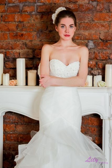 Свадебное платье 2013. Силуэт Рыбка. Цвет Белый / Молочный. Вид 3