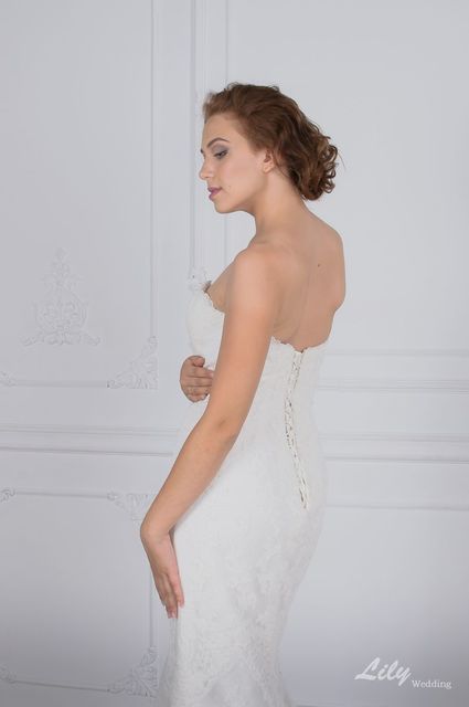 Свадебное платье 2030. Силуэт Рыбка, Прямое. Цвет Белый / Молочный. Вид 6