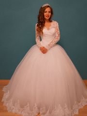 Свадебное платье 2057. Силуэт Пышное. Цвет Белый / Молочный. Вид 1