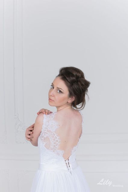 Свадебное платье 2076. Силуэт Прямое. Цвет Белый / Молочный. Вид 2