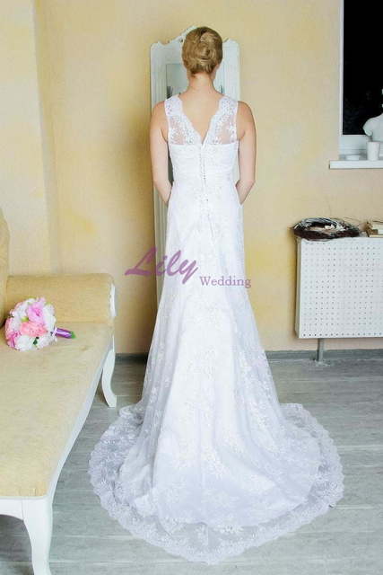 Свадебное платье 2100. Силуэт Прямое. Цвет Белый / Молочный. Вид 2