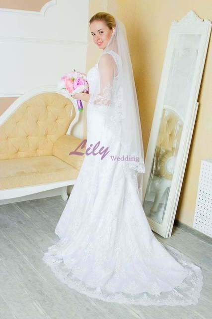 Свадебное платье 2100. Силуэт Прямое. Цвет Белый / Молочный. Вид 3