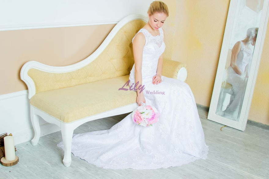 Свадебное платье 2100. Силуэт Прямое. Цвет Белый / Молочный. Вид 5