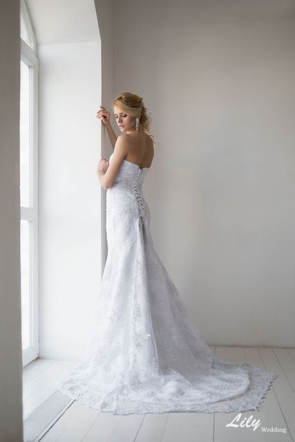 Свадебное платье 3022. Силуэт Рыбка, Прямое. Цвет Белый / Молочный. Вид 2