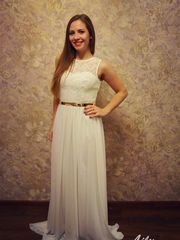 Свадебное платье 4002. Силуэт Прямое. Цвет Белый / Молочный. Вид 1