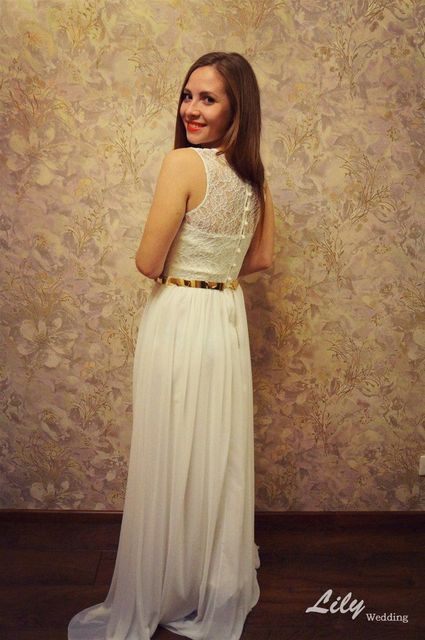 Свадебное платье 4002. Силуэт Прямое. Цвет Белый / Молочный. Вид 2