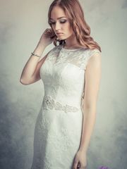 Свадебное платье 6001. Силуэт Прямое, Рыбка. Цвет Белый / Молочный. Вид 1