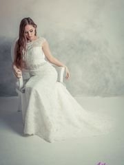 Свадебное платье 6001. Силуэт Прямое, Рыбка. Цвет Белый / Молочный. Вид 2