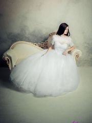 Свадебное платье 6004. Силуэт Пышное. Цвет Белый / Молочный. Вид 1