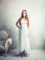 Свадебное платье 6010. Силуэт Прямое. Цвет Белый / Молочный. Вид 1