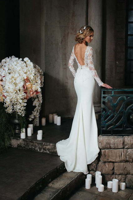 Свадебное платье Ardente. Силуэт Рыбка. Цвет Айвори / Капучино, Белый / Молочный. Вид 2