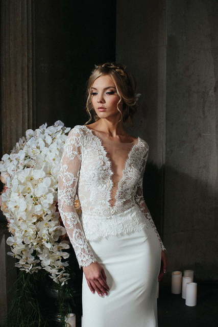 Свадебное платье Ardente. Силуэт Рыбка. Цвет Айвори / Капучино, Белый / Молочный. Вид 3