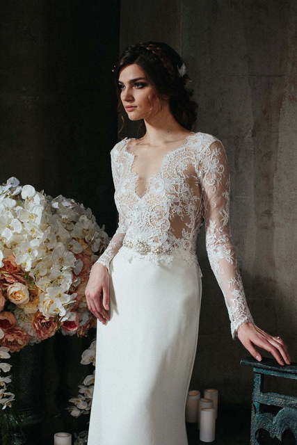 Свадебное платье Spirituale. Силуэт Прямое. Цвет Айвори / Капучино, Белый / Молочный. Вид 3