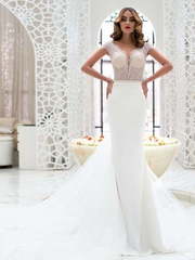 Свадебное платье Amani. Силуэт Прямое, Рыбка. Цвет Белый / Молочный. Вид 1