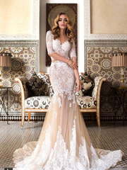 Свадебное платье Anita. Силуэт Рыбка. Цвет Белый / Молочный, Айвори / Капучино, Персик / Оранжевый. Вид 1