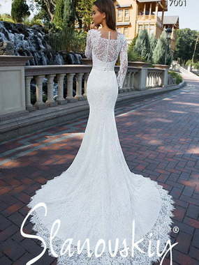 Свадебное платье 17001. Силуэт Рыбка. Цвет Белый / Молочный. Вид 2