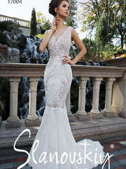 Свадебное платье 17004. Силуэт Рыбка. Цвет Белый / Молочный, Айвори / Капучино. Вид 1