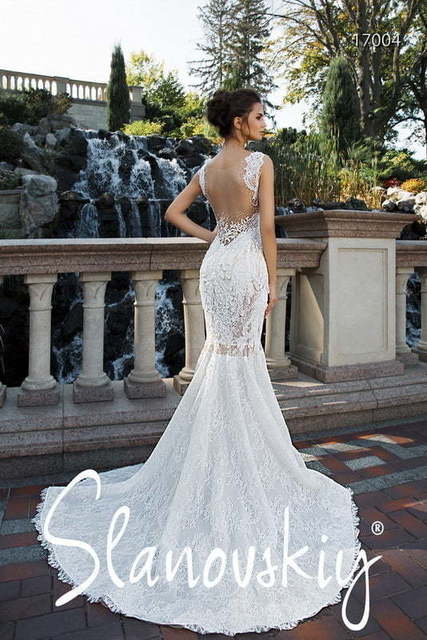 Свадебное платье 17004. Силуэт Рыбка. Цвет Айвори / Капучино, Белый / Молочный. Вид 2