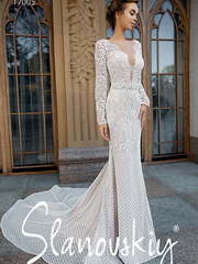 Свадебное платье 17005. Силуэт Рыбка. Цвет Белый / Молочный, Айвори / Капучино. Вид 1