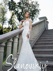 Свадебное платье 17007. Силуэт Рыбка. Цвет Белый / Молочный. Вид 1