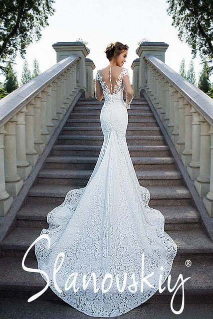 Свадебное платье 17007. Силуэт Рыбка. Цвет Белый / Молочный. Вид 2