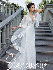 Свадебное платье 17010. Силуэт Прямое, Рыбка. Цвет Белый / Молочный. Вид 1