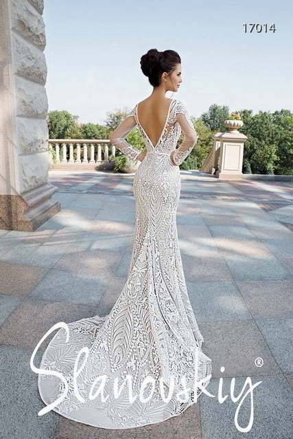 Свадебное платье 17014. Силуэт Рыбка. Цвет Белый / Молочный. Вид 2