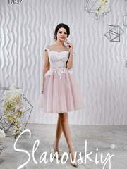 Свадебное платье 17037. Силуэт Пышное. Цвет оттенки Розового. Вид 1