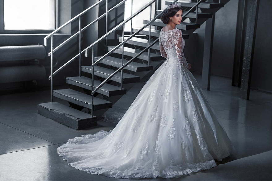 Свадебное платье 14634. Силуэт Пышное. Цвет Белый / Молочный. Вид 2