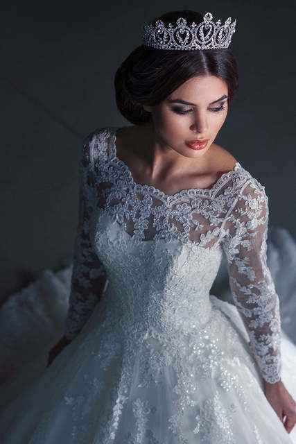 Свадебное платье 14634. Силуэт Пышное. Цвет Белый / Молочный. Вид 3