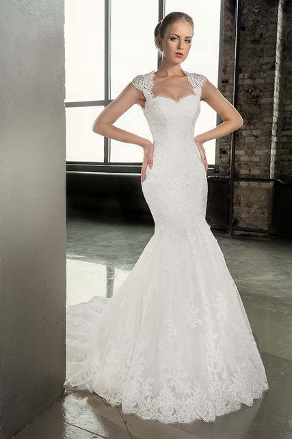 Свадебное платье Amani. Силуэт Рыбка. Цвет Белый / Молочный. Вид 3